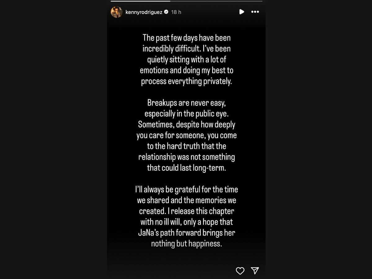 Kenny's Instagram story (Image via Instagram/@kennyrodriguez)